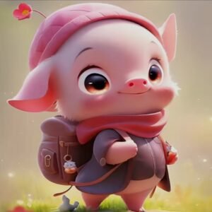 Diamond Painting de Cerdito a la Escuela | 20 cm * 20 cm