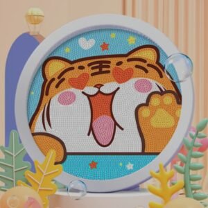 Diamond Painting con Marco de Tigre Enamorado  | 17 cm