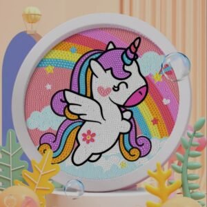 Diamond Painting con Marco de Unicornio Rainbow  | 17 cm