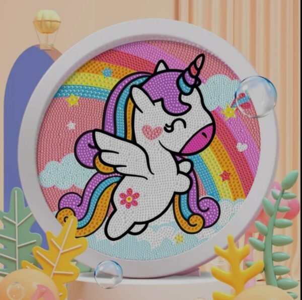 Diamond Painting con Marco de Unicornio Rainbow  | 17 cm