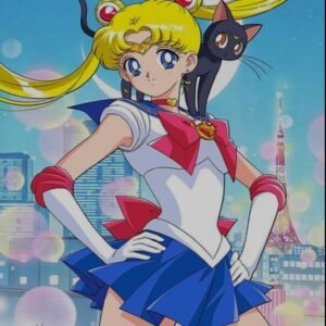 Diamond Painting de Sailor Moon y Luna | 30 cm * 40 cm
