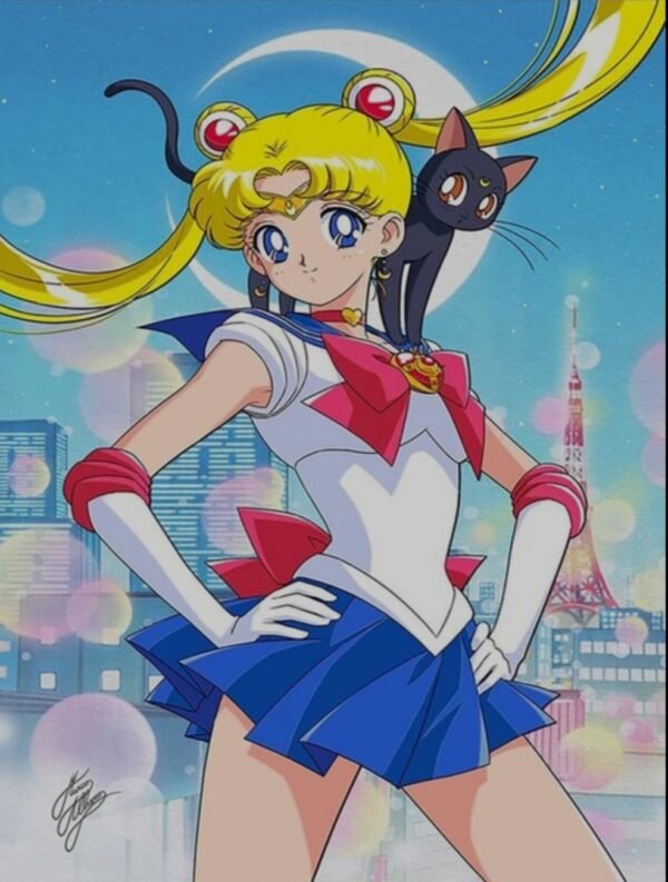 Diamond Painting de Sailor Moon y Luna | 30 cm * 40 cm