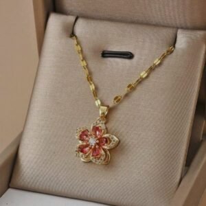 Collar Flor Roja giratoria