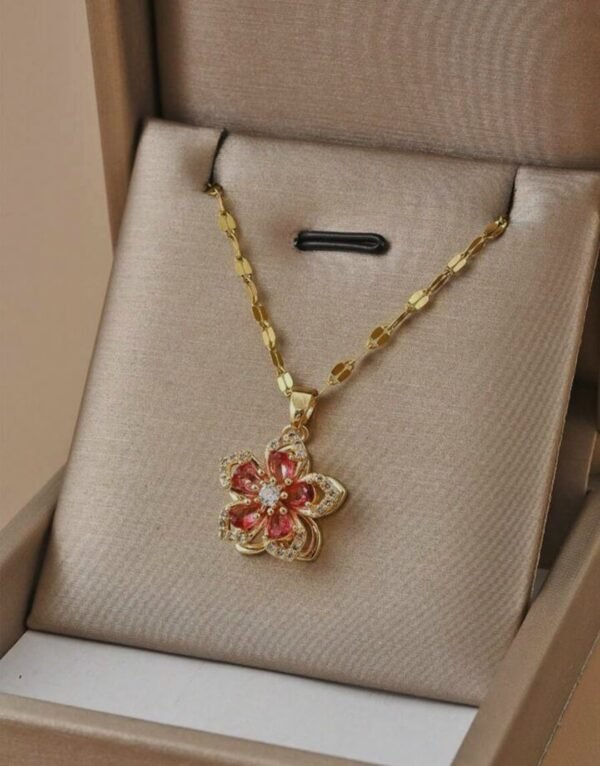 Collar Flor Roja giratoria